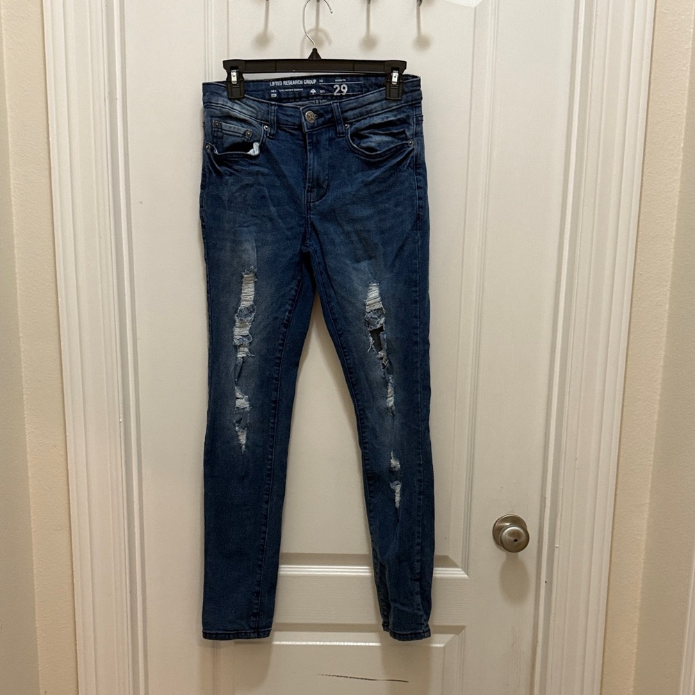LRG Men's Distressed Blue Skinny Jeans.  29 waist